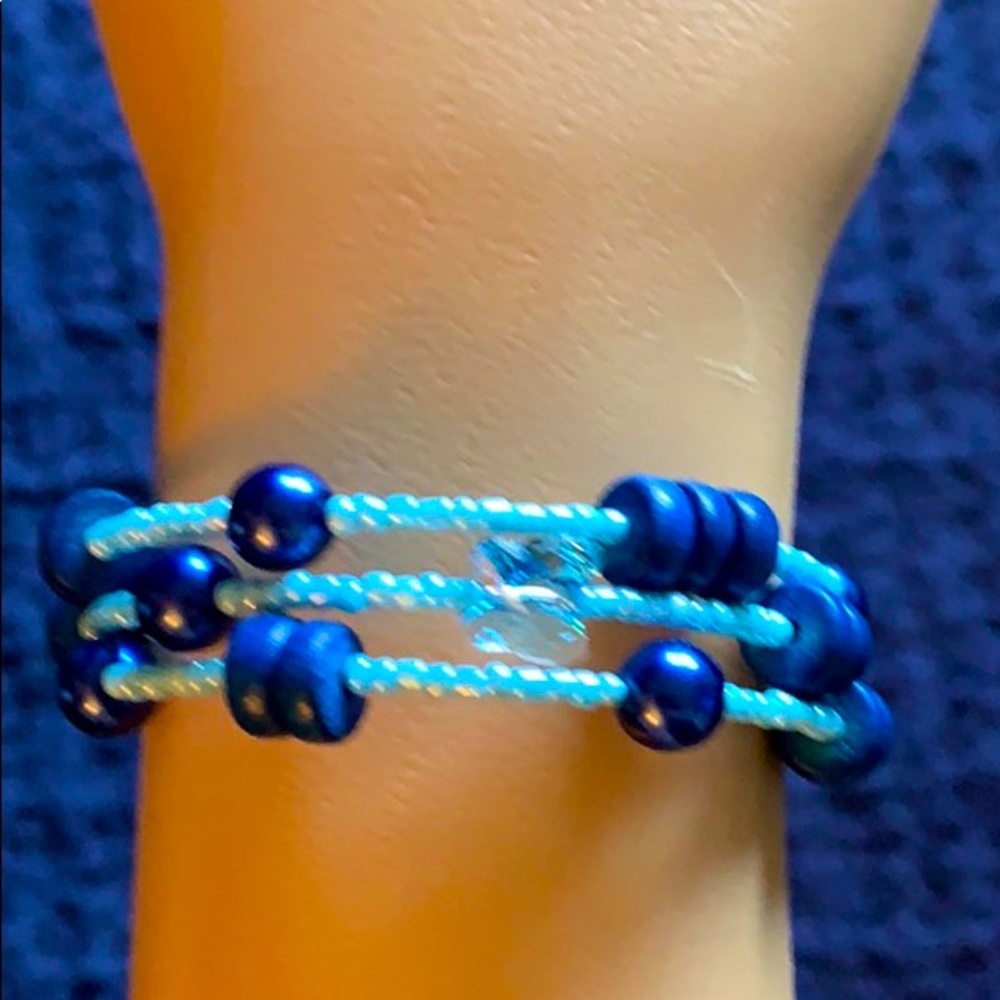 Bright Blue Coil Bracelet